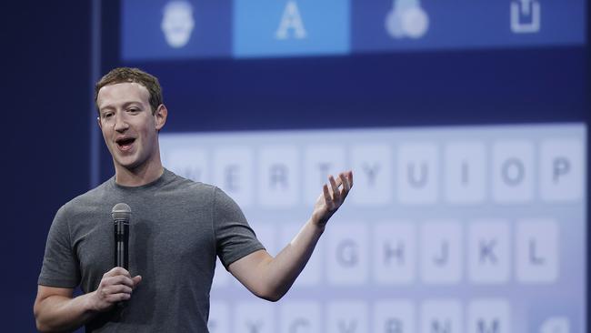 Mark Zuckerberg describes the new Facebook Messenger app. Picture: Eric Risberg