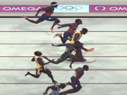 Paris Olympic 2024 photo finish of the mens 100 meters.