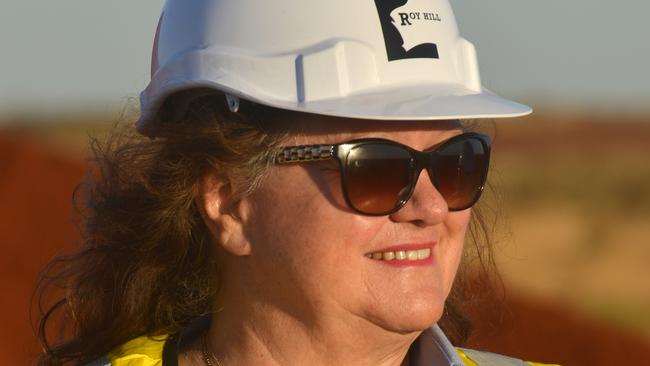 Gina Rinehart at the Roy Hill iron ore mine.