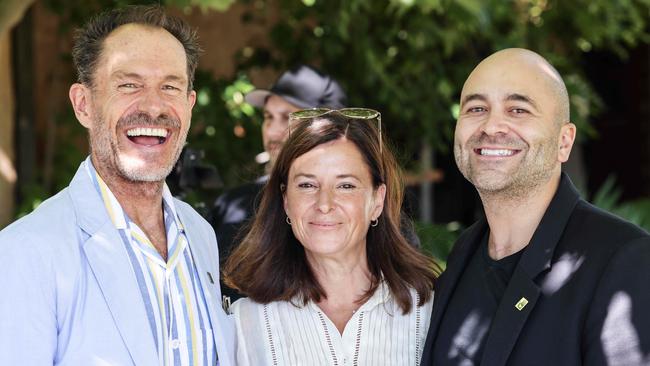 Paul Giles, Suzie Nugent and Chris Kontos at a Bird in Hand event. Picture: Russell Millard Photography