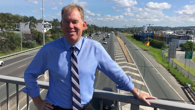 Forde MP Bert van Manen checking traffic at the M1. Picture: Danielle Buckley.