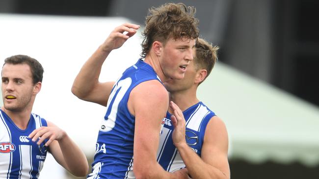 Nick Larkey kicks a goal against Sydney. Picture: Getty Images