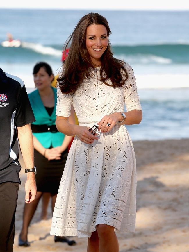 Catherine, then Duchess of Cambridge, wears Zimmermann on Manly Beach in 2018. Picture: Getty Images