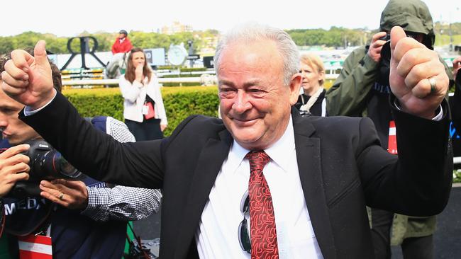 SYDNEY, AUSTRALIA - OCTOBER 13: Trainer John Shelton celebrates winning race 5 The Kosciuszko with Belflyer during Sydney Racing at Royal Randwick Racecourse on October 13, 2018 in Sydney, Australia. (Photo by Mark Evans/Getty Images)