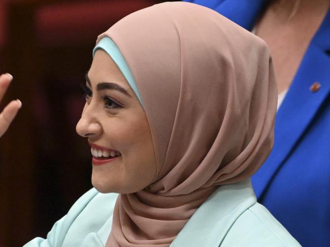 CANBERRA, AUSTRALIA - NewsWire Photos September 06, 2022: Senator Fatima Payman gives her first speech in the Senate at Parliament House in Canberra. Picture: NCA NewsWire / Martin Ollman