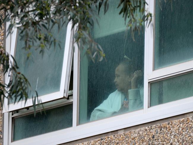 One of the detained residents in the Flemington towers. Picture: Andrew Henshaw/NCA NewsWire