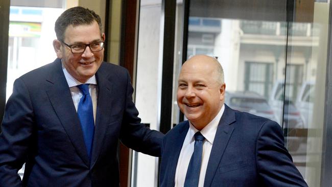 Victorian Premier Daniel Andrews and Treasurer Tim Pallas. Picture: NCA NewsWire/Andrew Henshaw