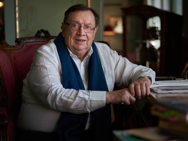 Melbourne business identity Harold Mitchell poses for a portrait in his apartment ahead of the announcement of the Federal Court decision today, Friday 31 July 2020, Melbourne.  ASIC took legal action against Mr Mitchell relating to broadcast deals done by channel Seven and Tennis Australia when he was a Tennis vice-president. Pic Stefan Postles