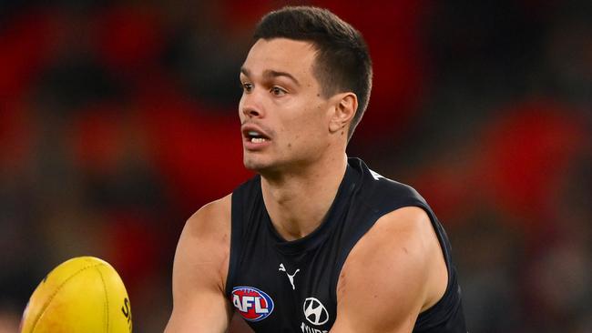 Jack Silvagni will be back as a backman post-injury. Picture: Morgan Hancock/AFL Photos