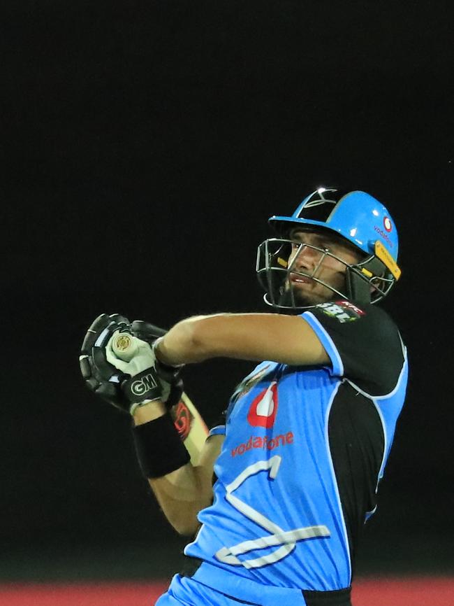 Jake Weatherald of the Strikers bats during the Big Bash League (BBL) match between the Hobart Hurricanes and the Adelaide Strikers at UTAS Stadium in Launceston. Picture: AAP