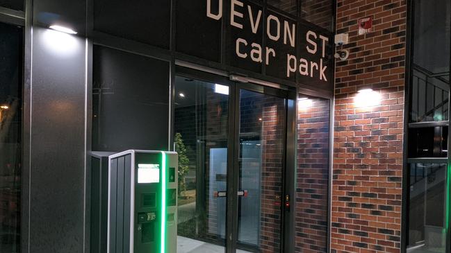 The after-hours payment machine installed outside the new Croydon multideck carpark on Devon St. Picture: Kiel Egging.