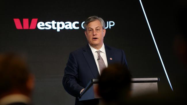 Westpac CEO Brian Hartzer speaking at the bank’s 2018 annual general meeting. Picture: Jane Dempster