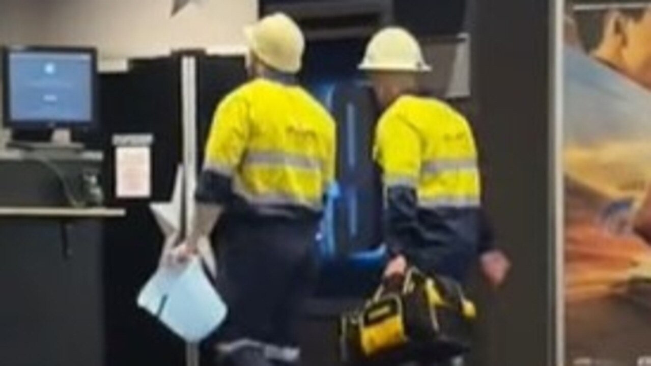 Adelaide TikTokkers 'Youngy' and 'Trips' sneak into a cinema. Picture: Supplied