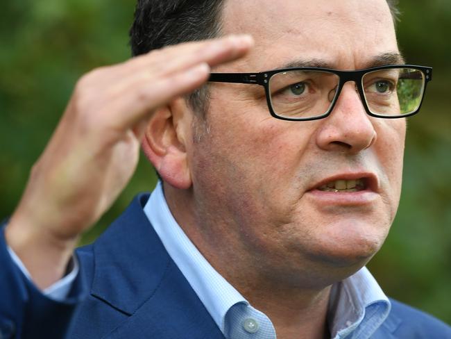 Victorian Premier Daniels addresses the media in Melbourne, Monday, March 30, 2020. Premier Daniel Andrews unveiled the stage three restrictions on Monday as the state recorded 821 cases, 56 more than Sunday.(AAP Image/James Ross) NO ARCHIVING