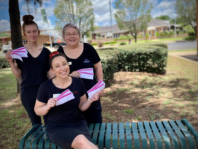 Thanks A Million: Deanne Britton (standing right), Kimberley Pickette and Rose Watton from Warrumbungle Community Care have been recognised for their quick thinking in COVID. Picture: supplied.