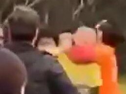 Referee reportedly hit at a SA amateur soccer league game in Adelaide Parklands yesterday. Picture: Supplied