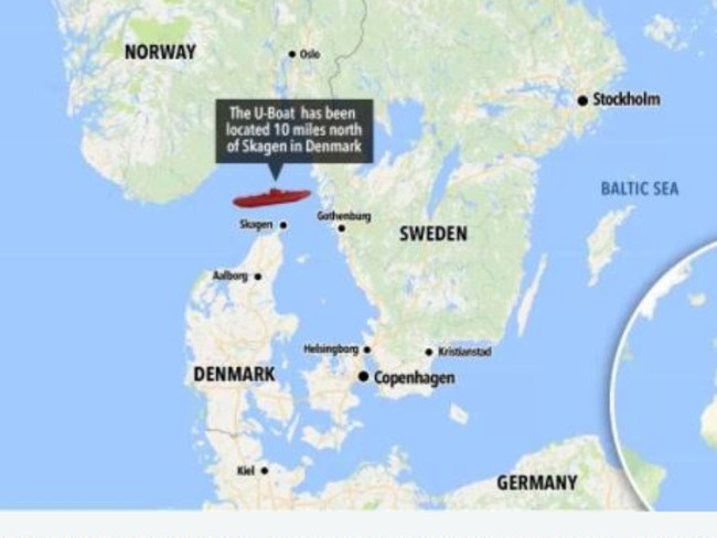 The missing German submarine U-3523 was located ten nautical miles north of Skagen — Denmark’s northernmost town. Picture: The Sun