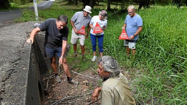 WATER WOES: Concerned residents Michael Hogan, Stephen Baker, David Huett, Lindsay Baker and Peter Ranford have raised issues with water mining on the Alstonville plateau. Picture: Marc Stapelberg