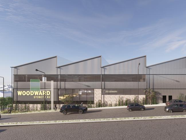 2022 artist impression of exterior of Woodward, the global leader in action sports experiences, which is poised to open its first facility outside of North America at Castle Hill (Castle Towers) in Sydney, Australia.