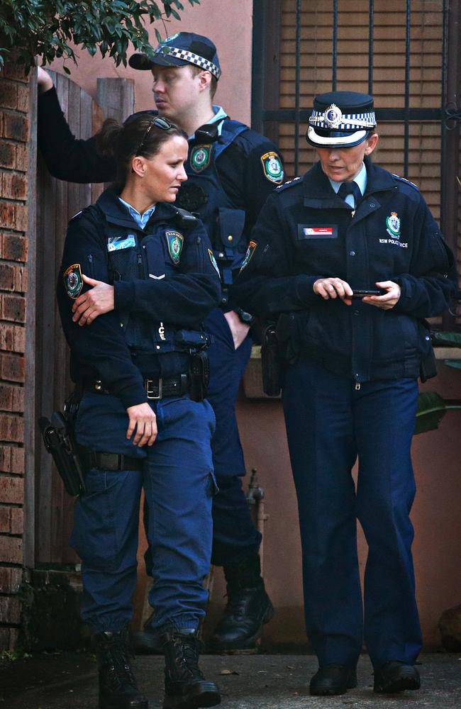 NSW Police out the front of what is believed to be Justine Damond’s father’s house in Freshwater. Picture: Adam Yip/ Manly Daily