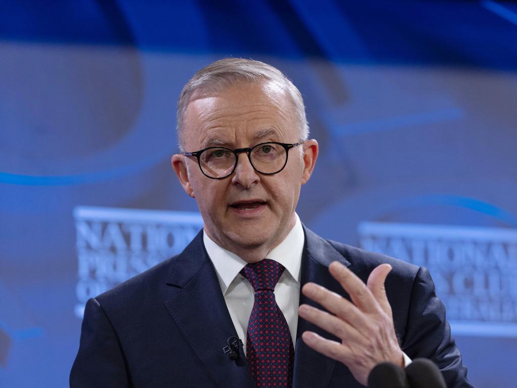 CANBERRA, AUSTRALIA - NewsWire Photos FEBRUARY 22, 2023: Prime Minister of Australia Anthony Albanese made his first address of the year to the National Press Club of Australia, in Canberra. Picture: NCA NewsWire / Gary Ramage