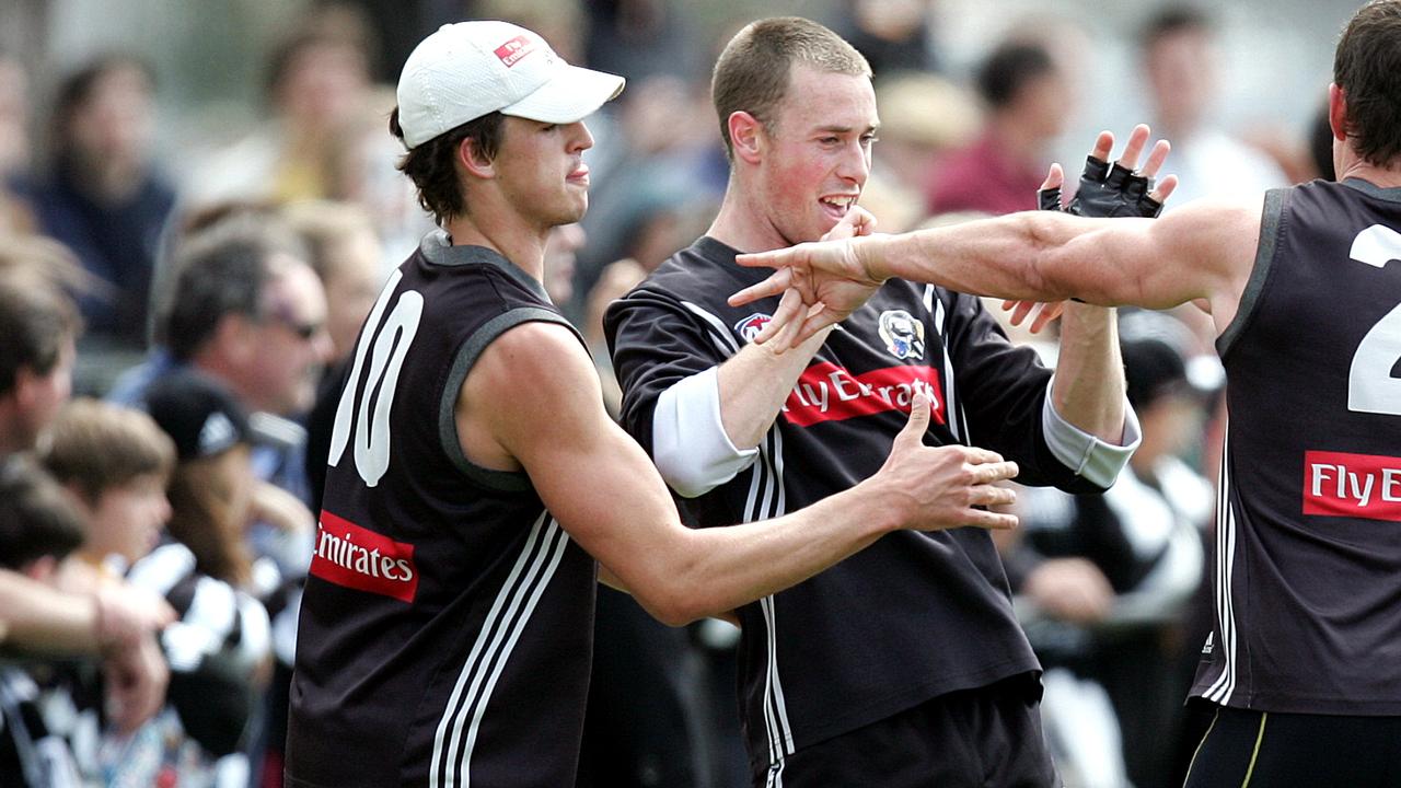 AFL team Collingwood trains before tomorrow nights preliminary final clash with Geelong.Scott Pendlebury, Nick Maxwell and Guy Richards