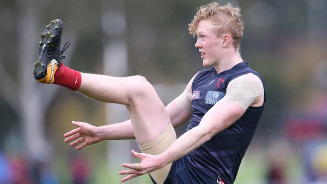 Clayton Oliver kicks at goal. Pic: Michael Klein