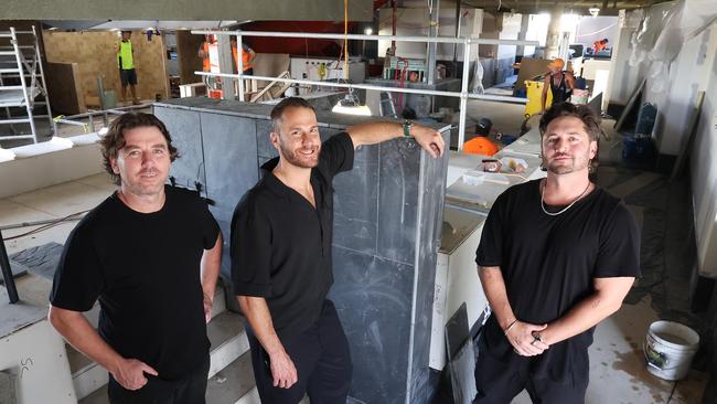 The team behind Burleigh Heads' Rick Shores, chef James Brady, Michael Leopold and Nick Woodward are preparing to open a pair of Latin American- inspired restaurants at the Oxley called Norte and Sueno which look over Nobby's Beach. Picture Glenn Hampson