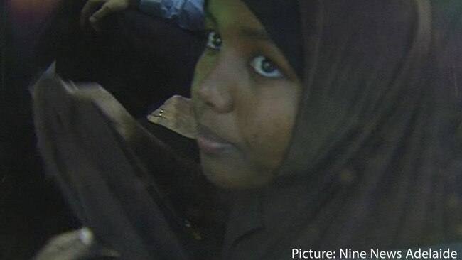 Zainab Abdirahman-Khalif is standing trial accused of being a member of the IS terrorist group. Picture: Nine News.