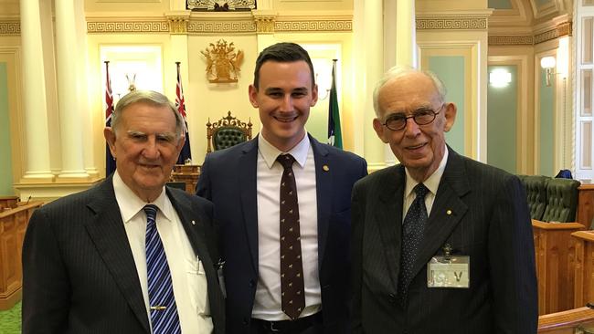 Tom Edwards, Bonney MP Sam O'Connor, and Sir Llew Edwards, father of David Edwards.