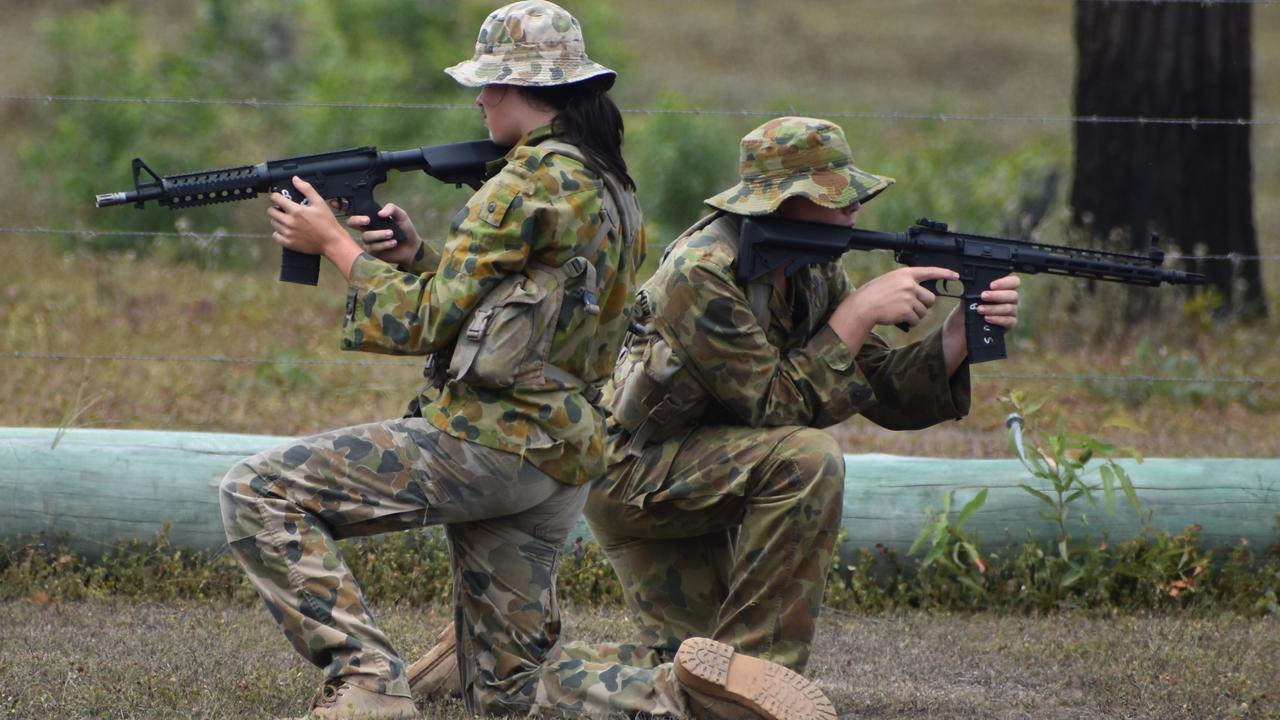 HARD YAKKA: Operation Hard Yakka participants perform drills with gel blasters as part of the youth diversion course run by Bob Davis. Photo: Stuart Fast