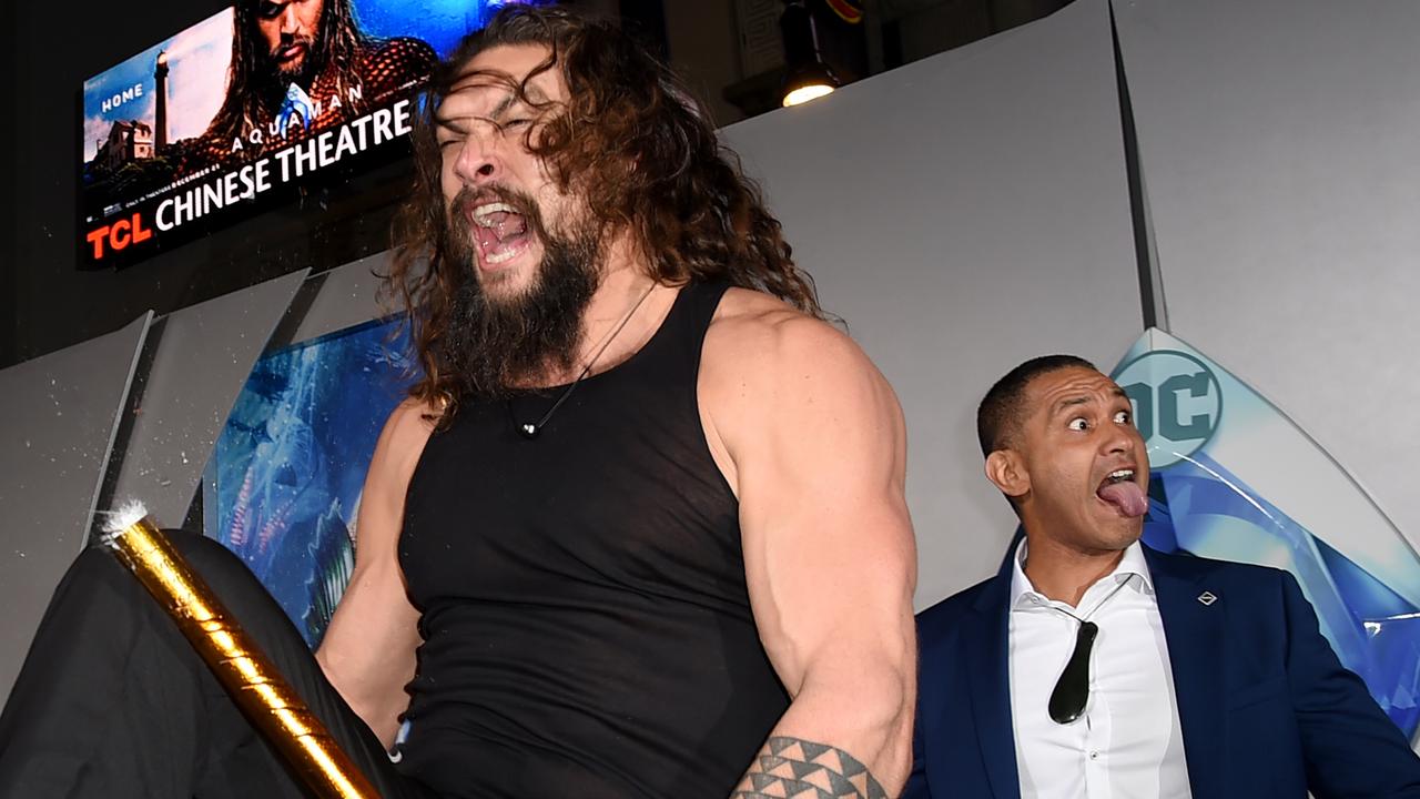 Momoa said he performed the dance to pay his respects to the Maori people. Many helped him during his time filming Aquaman. Picture: AFP 