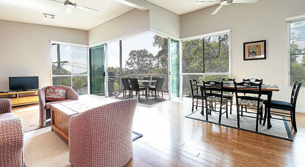 SUSTAINABLE: The living area of one of the units in the Coolum Beach duplex. Picture: Erle Levey