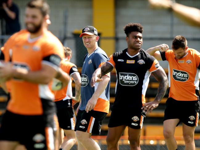 Interim Head Coach, Andrew Webster during a Wests Tigers training session at Leichhardt Oval,Leichhardt . Picture : Gregg Porteous