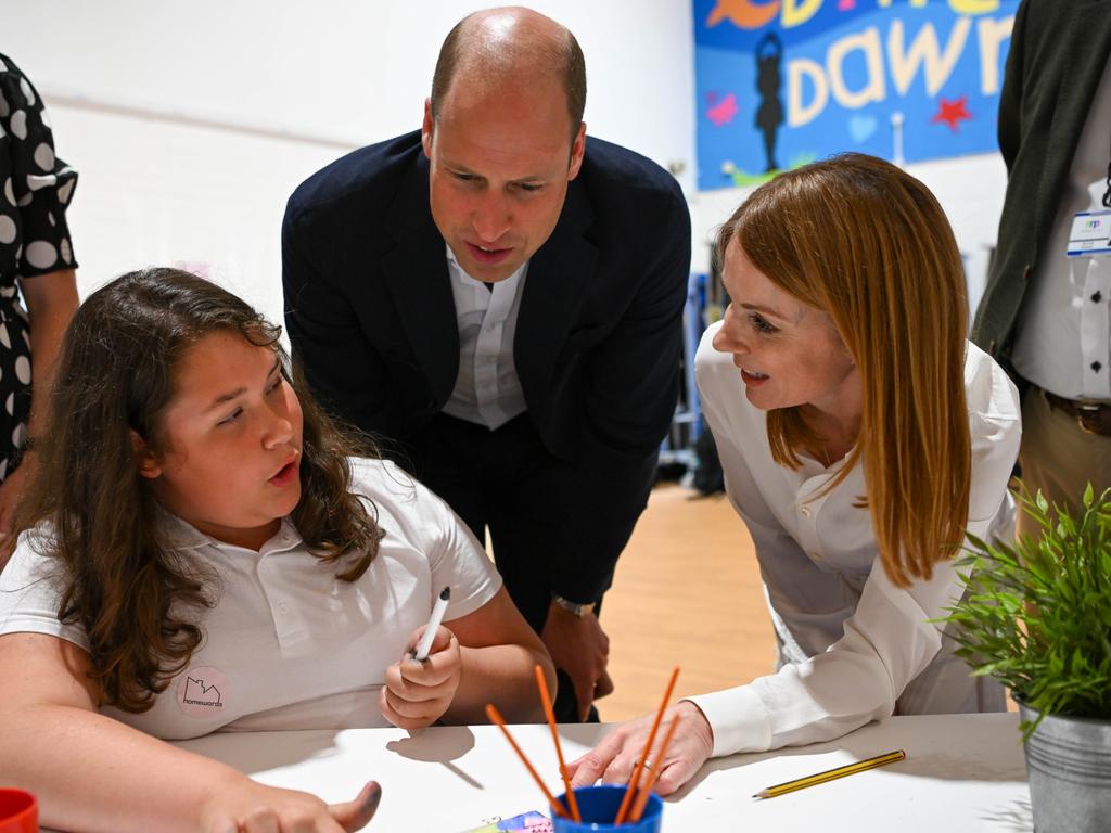 The pair visited a primary school as part of Prince William’s new Homewards program. Picture: Getty Images