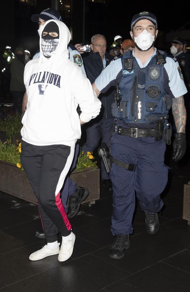 Police were active in Sydney’s CBD last night. Picture: Matrix Media Group