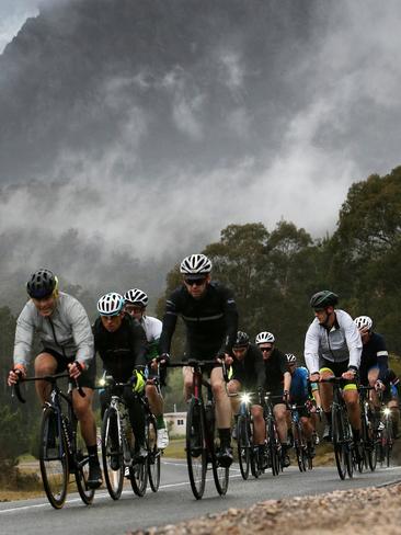 Riders competing in the second Bicycle Network Tasmanian Peaks Challenge. Pictures: CHRIS KIDD