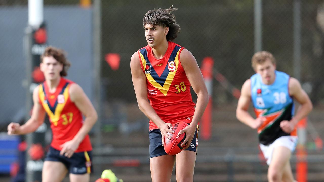 Keeler in action for South Australia against the Allies. Picture: Sarah Reed/AFL Photos