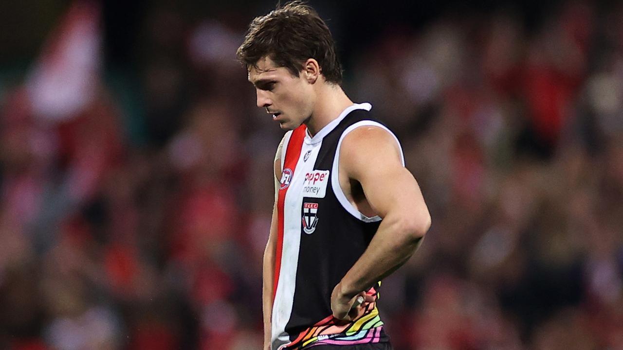A dejected Jack Steele after losing to the Sydney Swans. Picture: Cameron Spencer/Getty Images