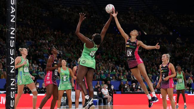 Jamaica stars Jhaniele Fowler and Shamera Sterling will go head to head when the Fever and Thunderbirds clash. Picture: Getty Images