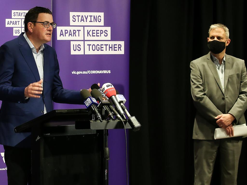 Victorian Premier Daniel Andrews and chief health officer Brett Sutton. Picture: Ian Currie/NCA NewsWire