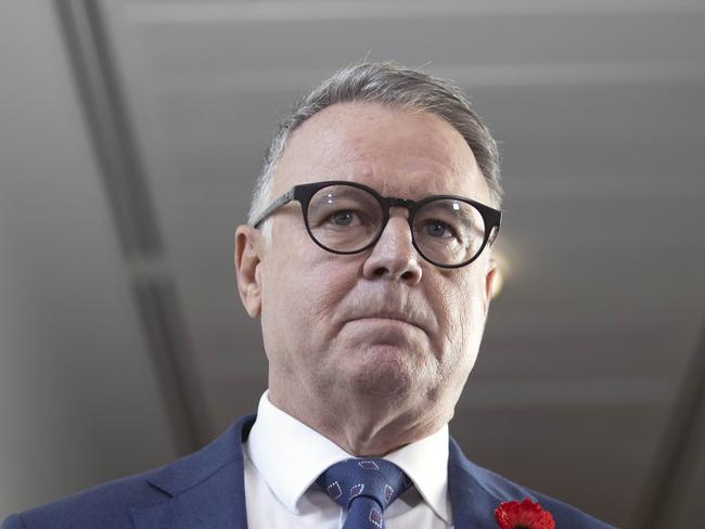 CANBERRA, AUSTRALIA-NCA NewsWire Photos NOVEMBER 11 2020.Joel Fitzgibbon the day after he stepped down from Labor's front bench, during a press conference at Parliament House in Canberra.NCA NewsWire / Gary Ramage