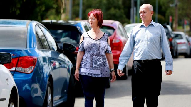 Wendy and Kurt Hippe at Bridge St, Schofields, where cars clog the street. Picture: Angelo Velardo