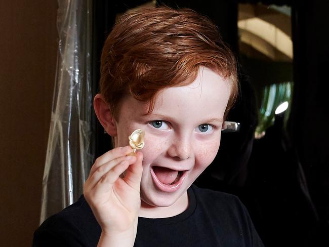 Harrison Keen, 6, with his Golden Avocado. Picture: Jaimi Joy/Getty
