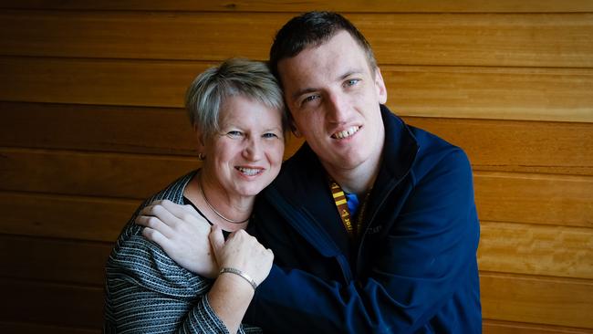 Judy Fischer and her son, Harrison, who has autism. Picture: Simon Dallinger