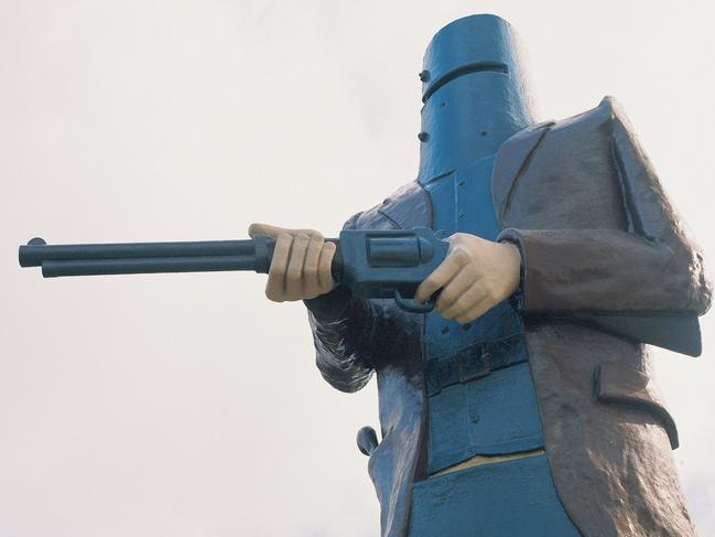 A Ned Kelly statue in Glenrowan, Victoria. Pic Tourism Victoria.