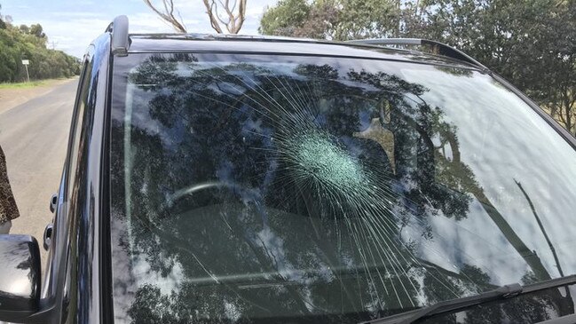 The car damaged at Campbell Point House at Leopold after being punched.