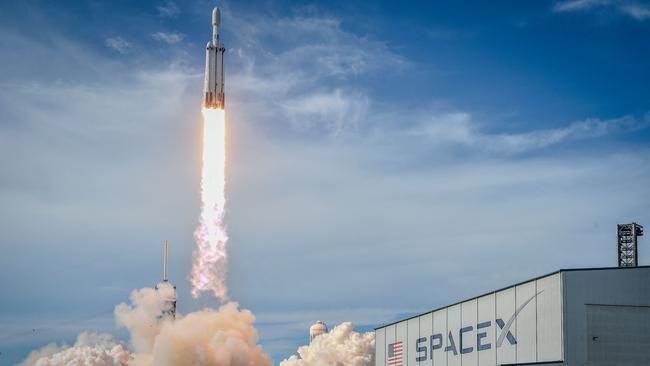 A SpaceX Falcon Heavy rocket carrying the National Oceanic and Atmospheric Administration's weather satellite lifts off from Launch Complex 39A at NASA’s Kennedy Space Center, Florida, in June. Picture: AFP