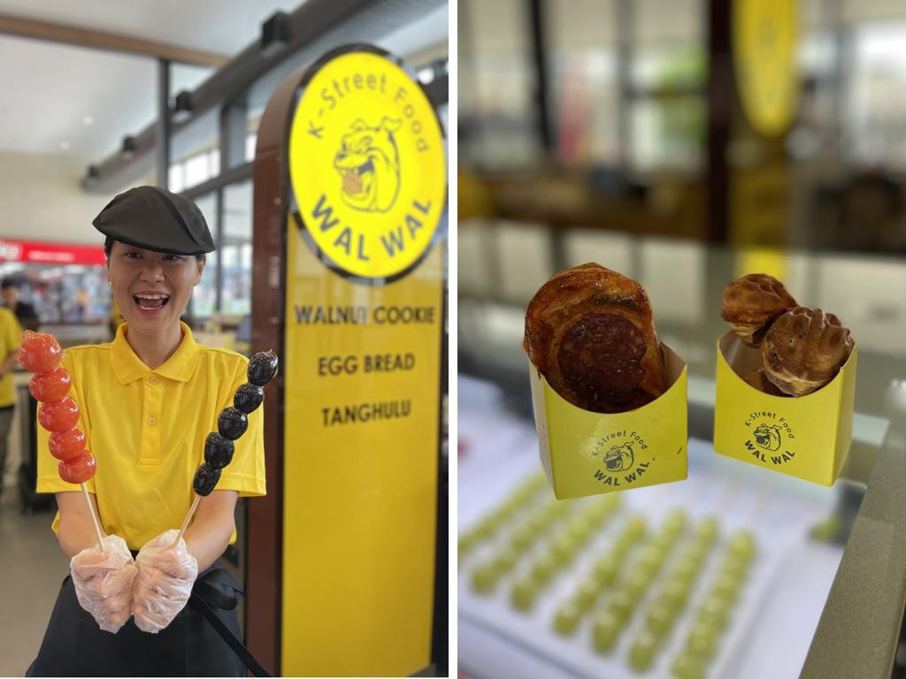 WalWal Mackay employee Lee Gwak with some of their signature tanghulu and other snacks on opening day. Photo: Zoe Devenport