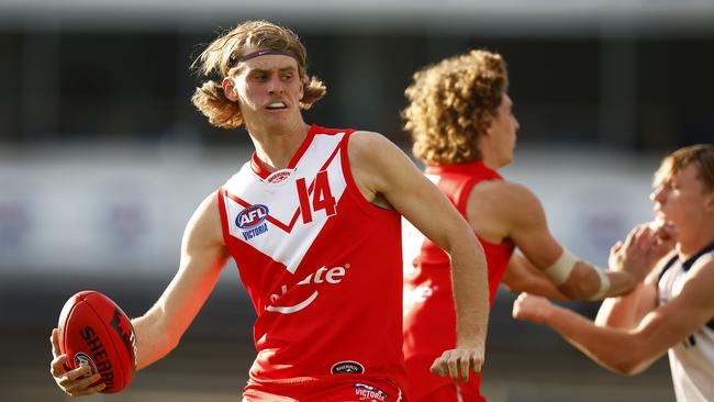 Hugo Hall-Kahan has been likened to Brisbane’s Cam Rayner. Picture: Daniel Pockett/AFL Photos/via Getty Images